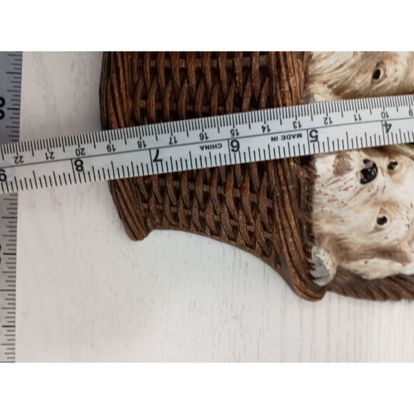 Vintage B Ornawood Basket of Puppie Wall Plaque Hanging Mid Century Modern - Picture 5 of 6